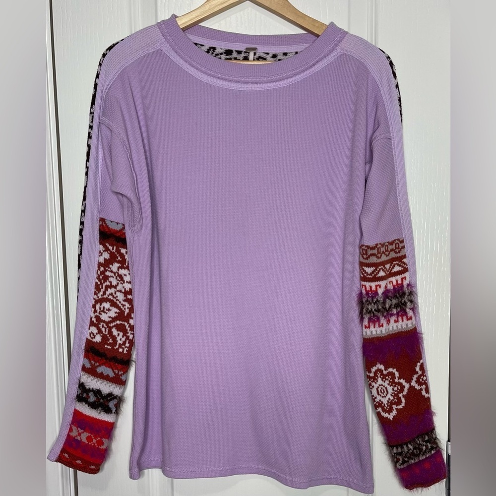 Free People On My Way Cuff Top Lavender Purple Size XS Oversized - Picture 7 of 12